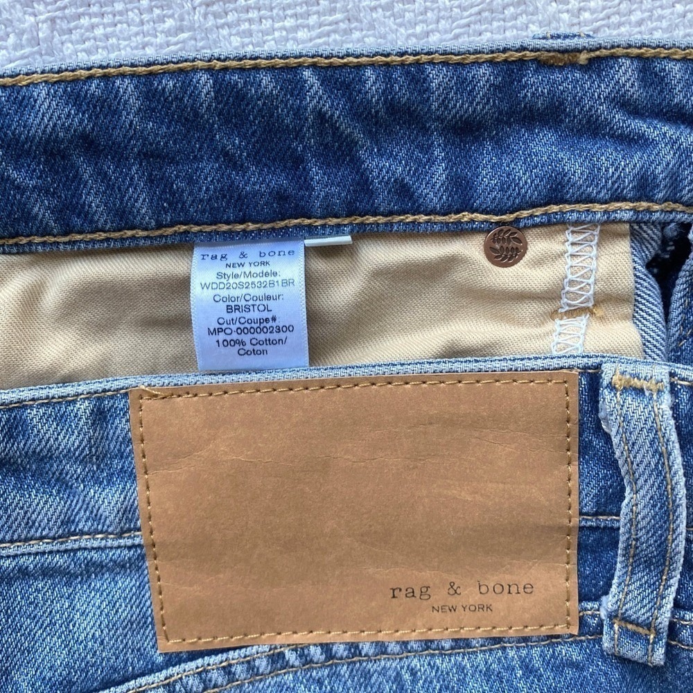 Rag & Bone Rosa Mid Rise Boyfriend Jeans Distressed Cotton Bristol Wash Denim 27 - Picture 10 of 12